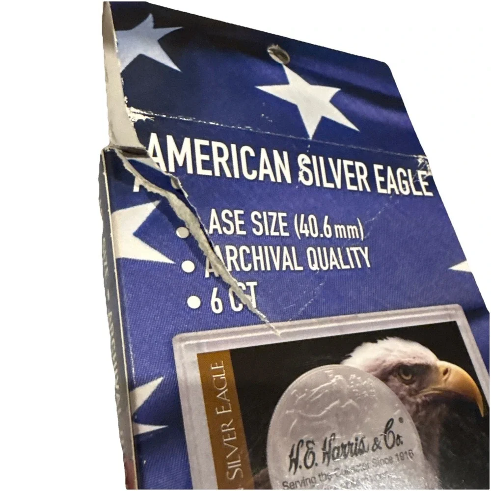 5 HE Harris Eagle & Flag Frosty Case For American Silver Eagle Coin Display Gift